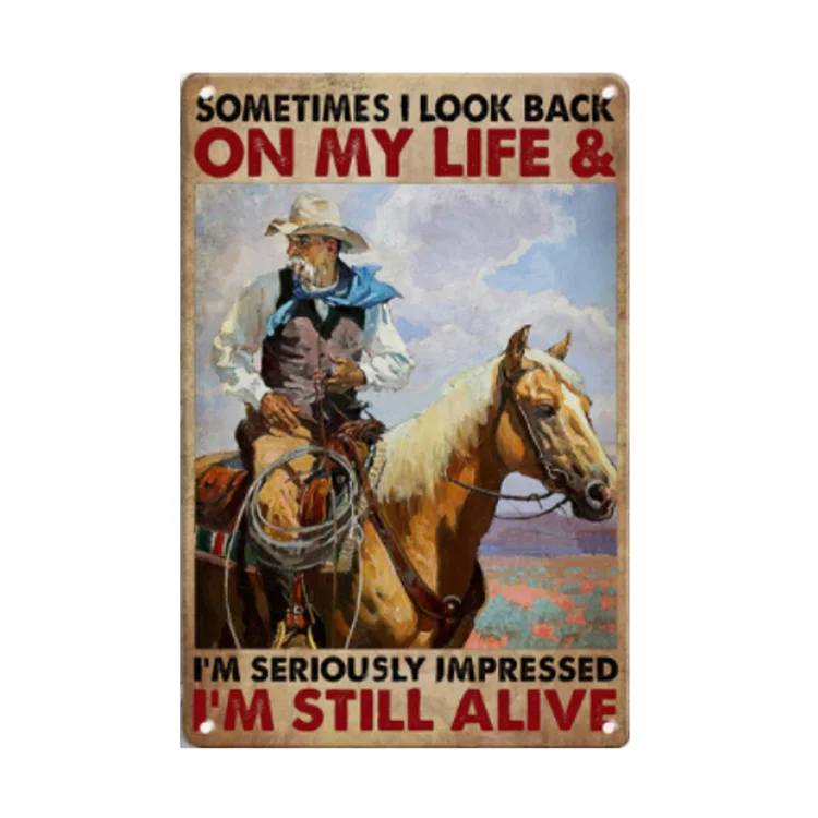 Cowboy - enseigne vintage en étain - 7.9x11.8 & 11.8x15.7inch