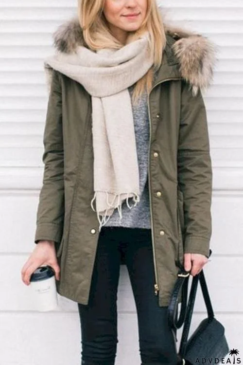 Fuzzu Drawstring Parka Coat