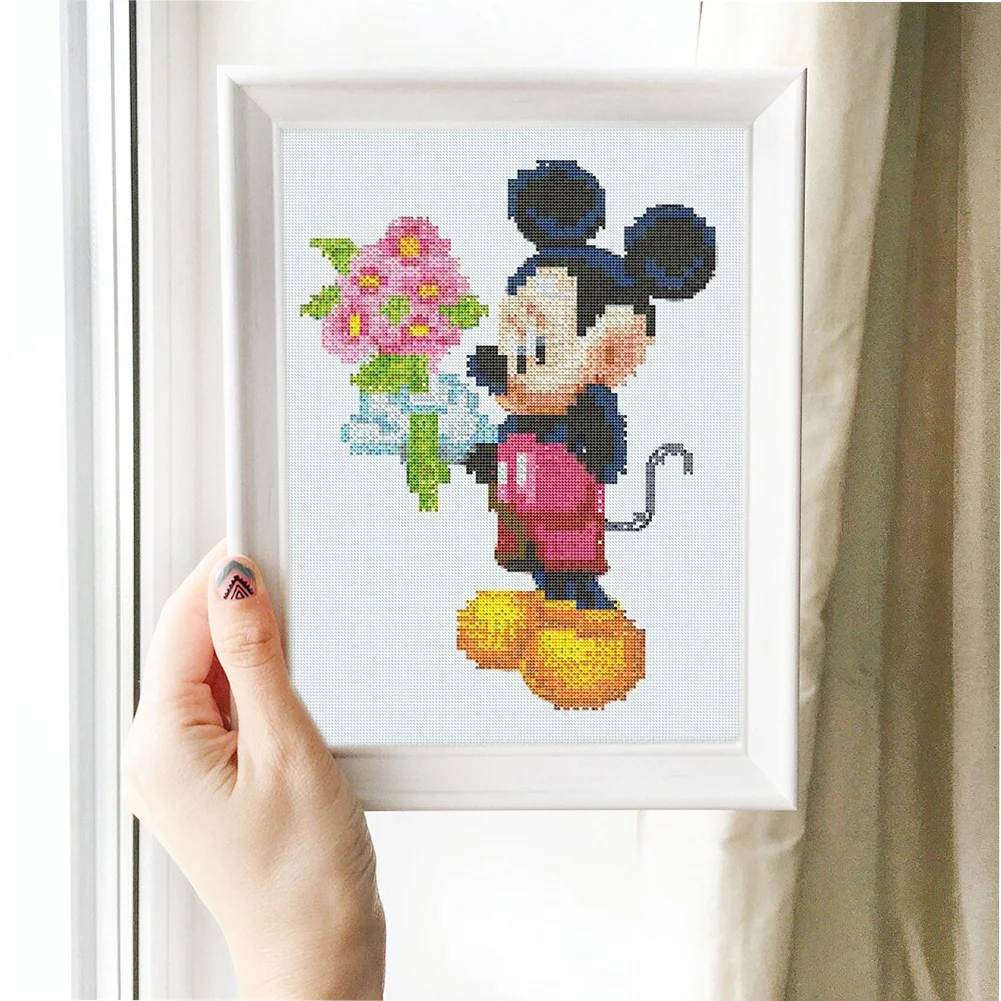 12pcs/a set 5D DIY Mickey Mini Square Diamond Painting for Desktop Decor No Frame(15*18cm)