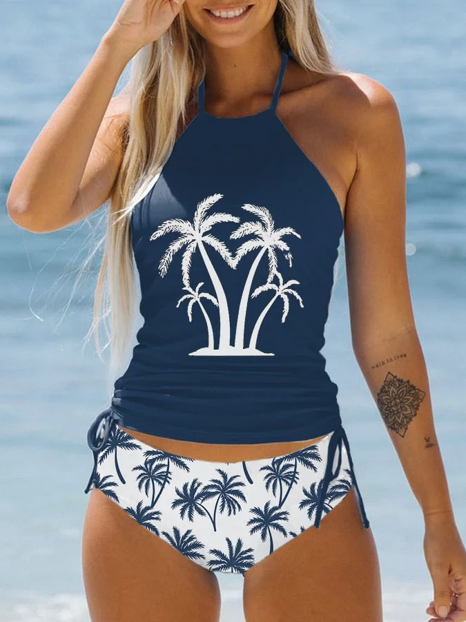 Vacation Coconut Tree Print Swimsuit socialshop
