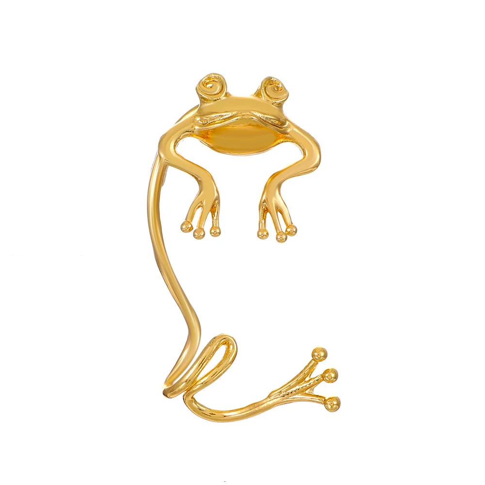 Frog Hollowless Ear Clips Gold Plated Earrings