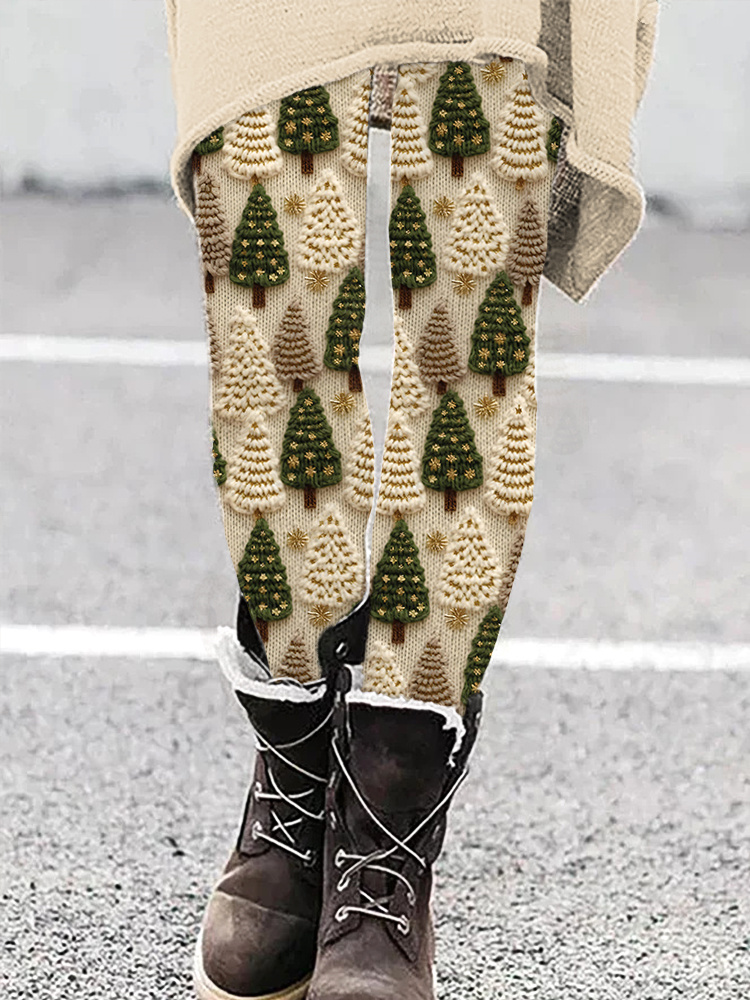 Christmas Tree Casual Cozy Stretch Leggings wearshes