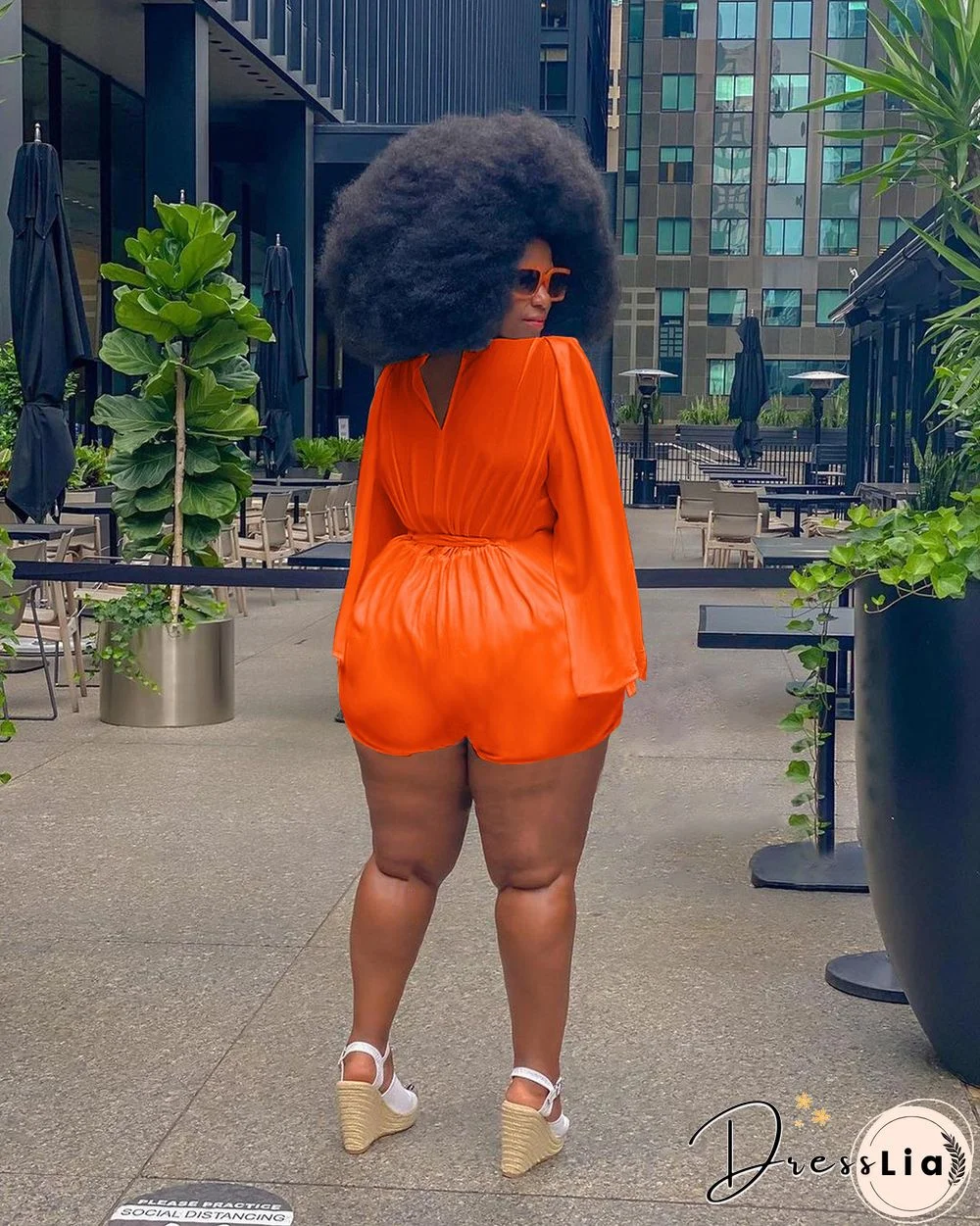 Plus Size 4XL V-neck Rompers