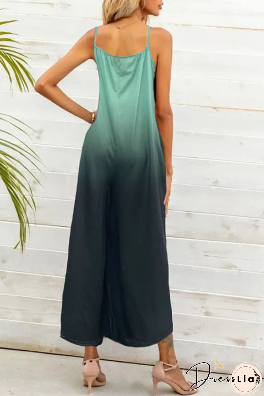 Fashion Gradual Change Joint Spaghetti Strap Straight Jumpsuits(4 colors)