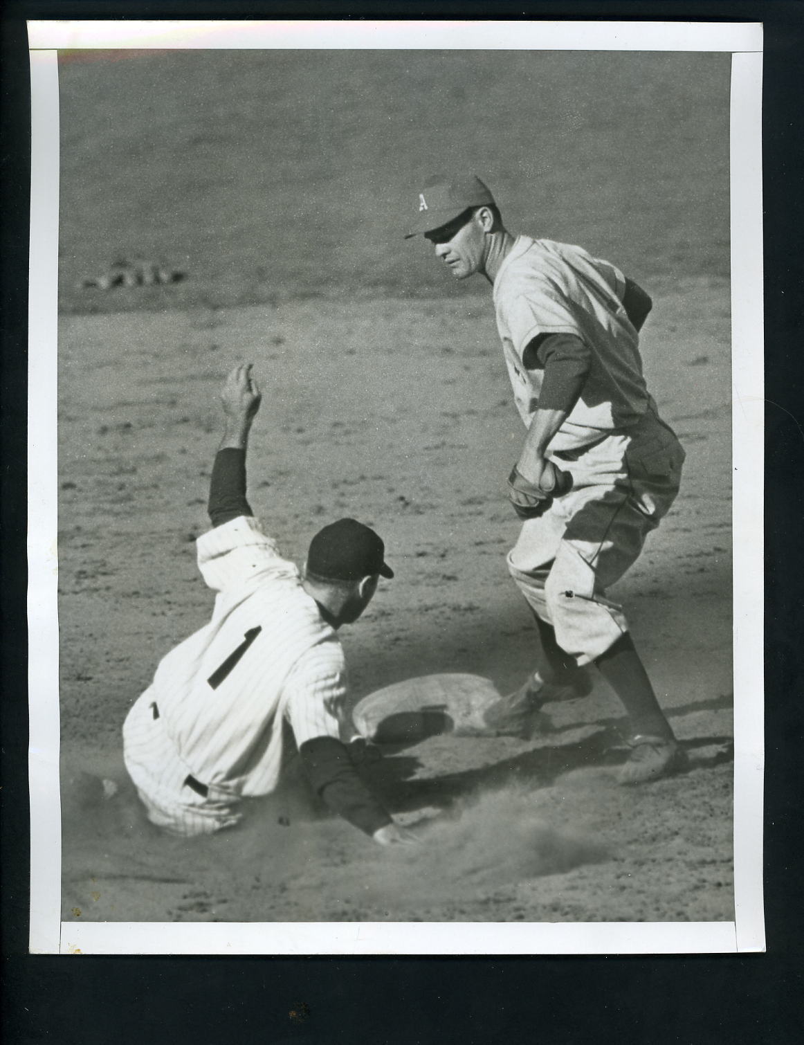 Eddie Joost & George Stirnweiss 1947 Type 1 Press Photo Poster painting Philadelphia A's Yankees