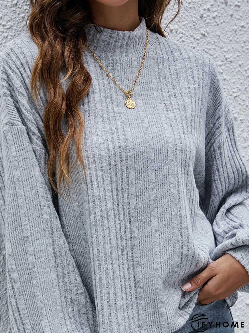 Half Turtleneck Loose Plain Top | IFYHOME