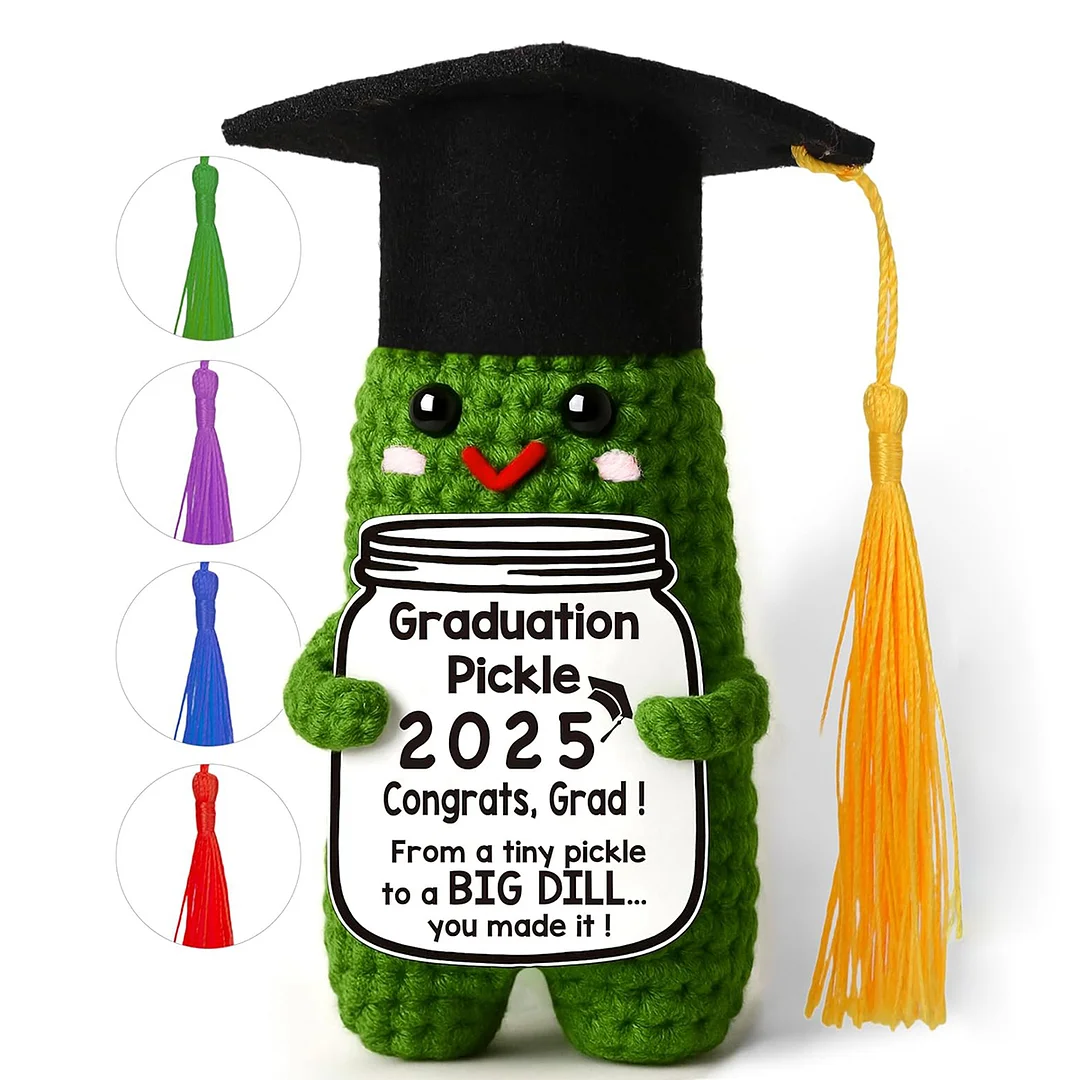 Handmade Crochet Graduation Pickle