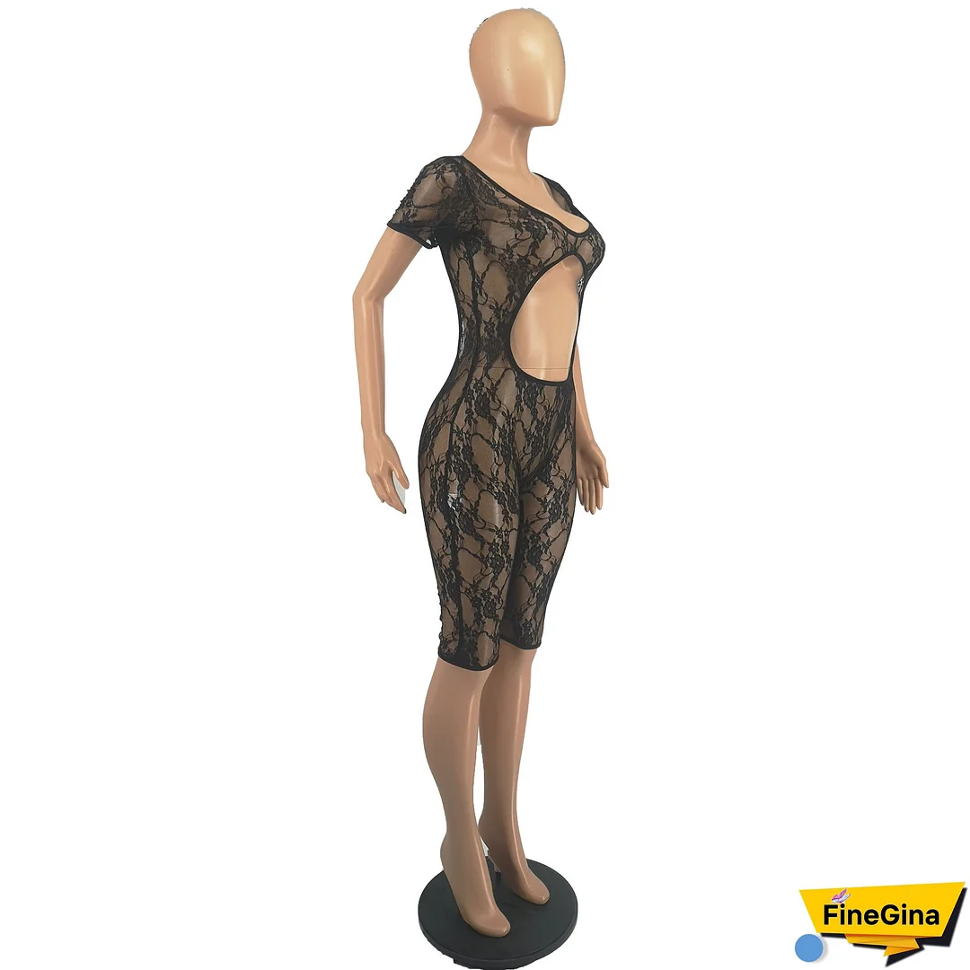 Summer Women Sexy Mesh Jumpsuit