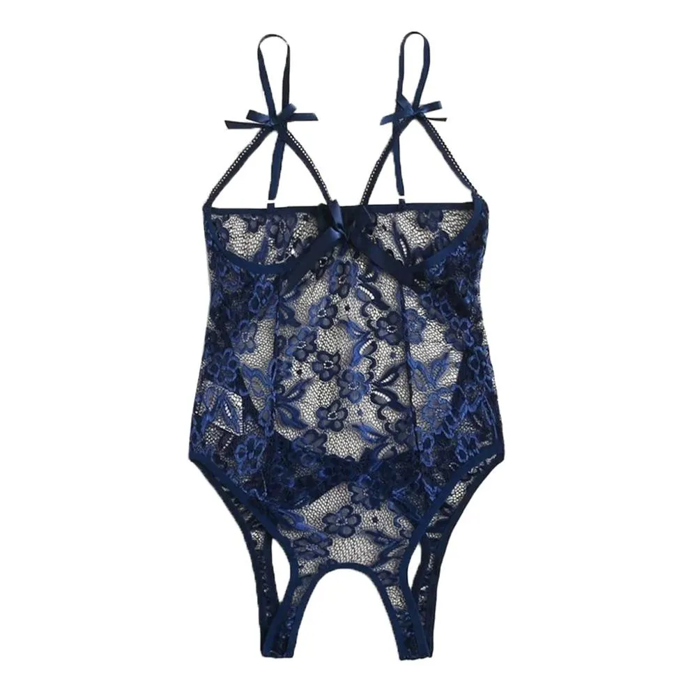 Fashion Sexy Women Exotic Apparel Attraction Hollow Out Lace Perspective With Silver Lingerie Ladies Underwear Plus Size 5 XL