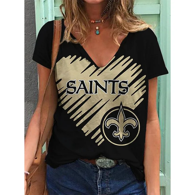 New Orleans Saints Lightweight Short Sleeve V-Neck T-Shirt