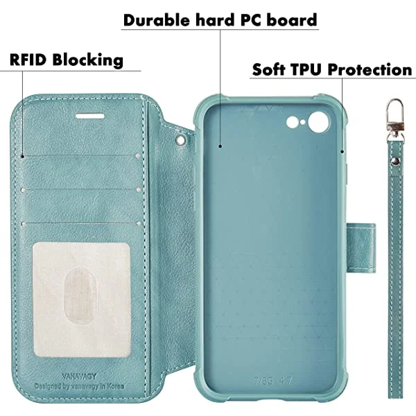 VANAVAGY iPhone SE 2022/iPhone SE 2020 Wallet /iPhone 8/iPhone 7 Wallet Case 4.7 inch