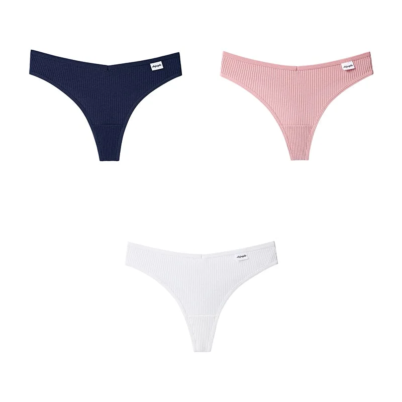 3pcs Women Cotton Panties Sexy Sports Underwear For Woman Lady T-back Female Thongs Cotton Lingerie Woman Intimates New BANNIROU