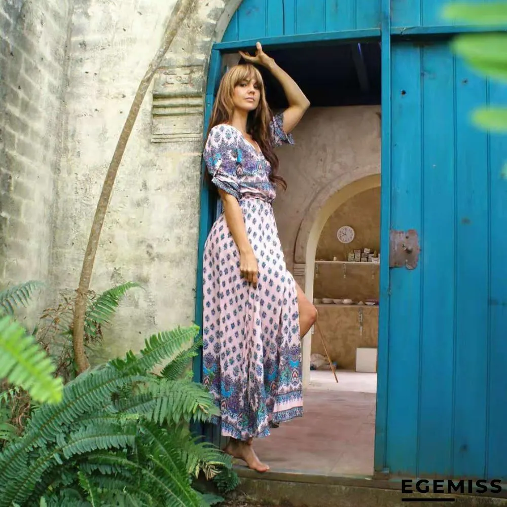 Bohemian Print Dress Women's Beach Skirt | EGEMISS