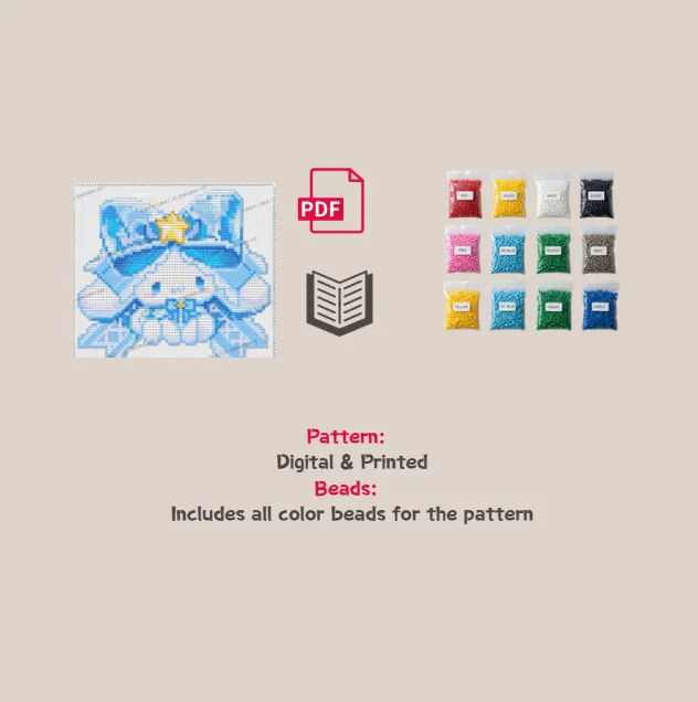 Blue Ribbon Cinna Pixel Pattern Fuse Bead Kit  | Cute DIY Fuse 3351 Beads Set
