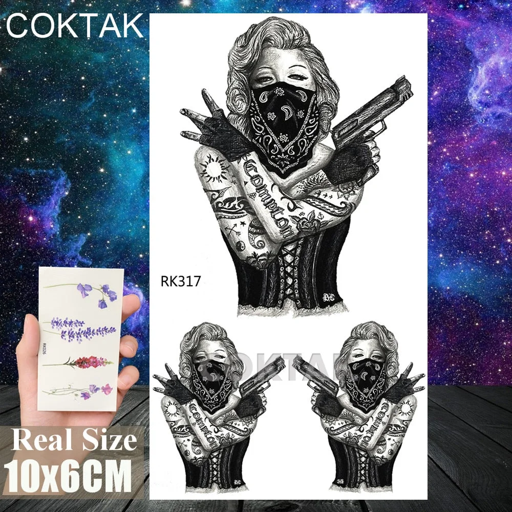 Sexy Red Lips Tooth Tongue Temporary Tattoos Sticker For Adult Body Art Painting Chest Tatoos Fake Waterproof Tattoo Paper