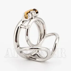 pornhint Pornhint New Stainles Steel Ball Chastity Cage Testicle Restraints Cage Ring Lock Device