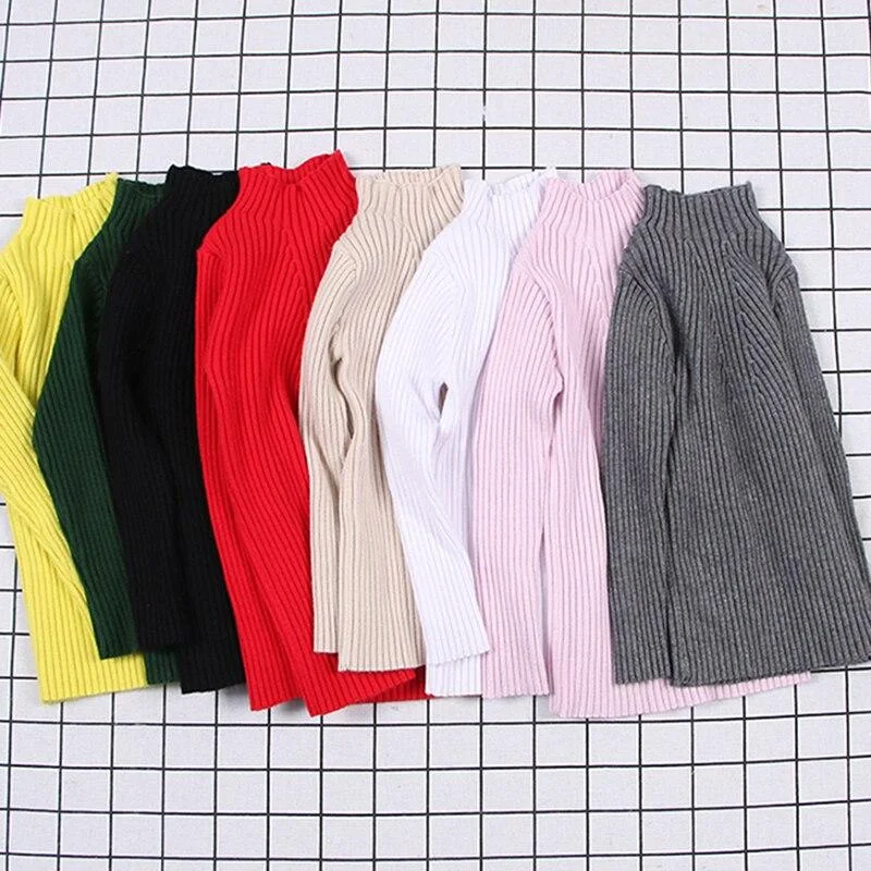 Baby Girls Ribbed Sweater 2019 Girls Sweaters Solid Candy Color Boys Sweaters Autumn New Knitted Kids Clothing Girls Pullover