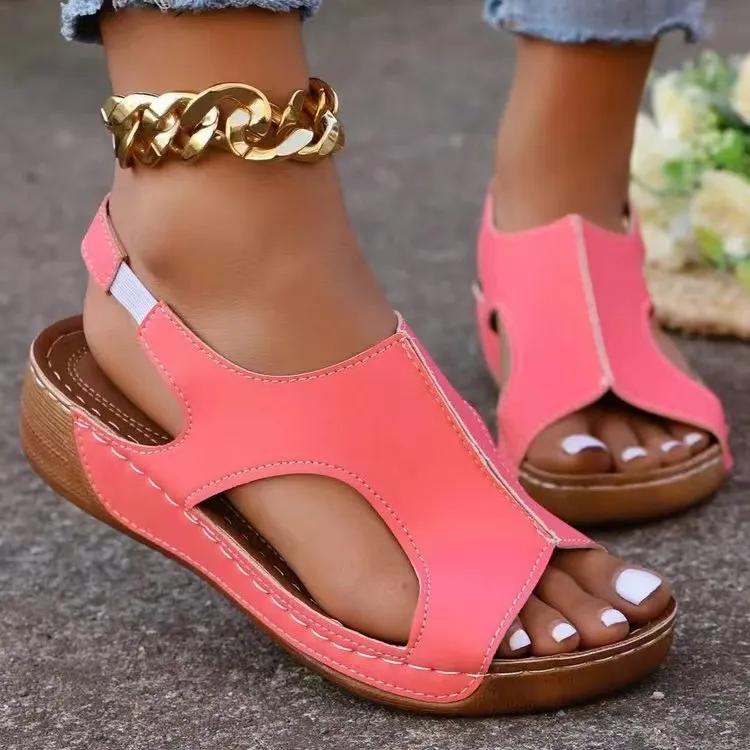 Breakj Breakj Slope Heel Sandals Women 2025 Summer Sandals New Thick Bottom Slope And Fish Mouth Sandals