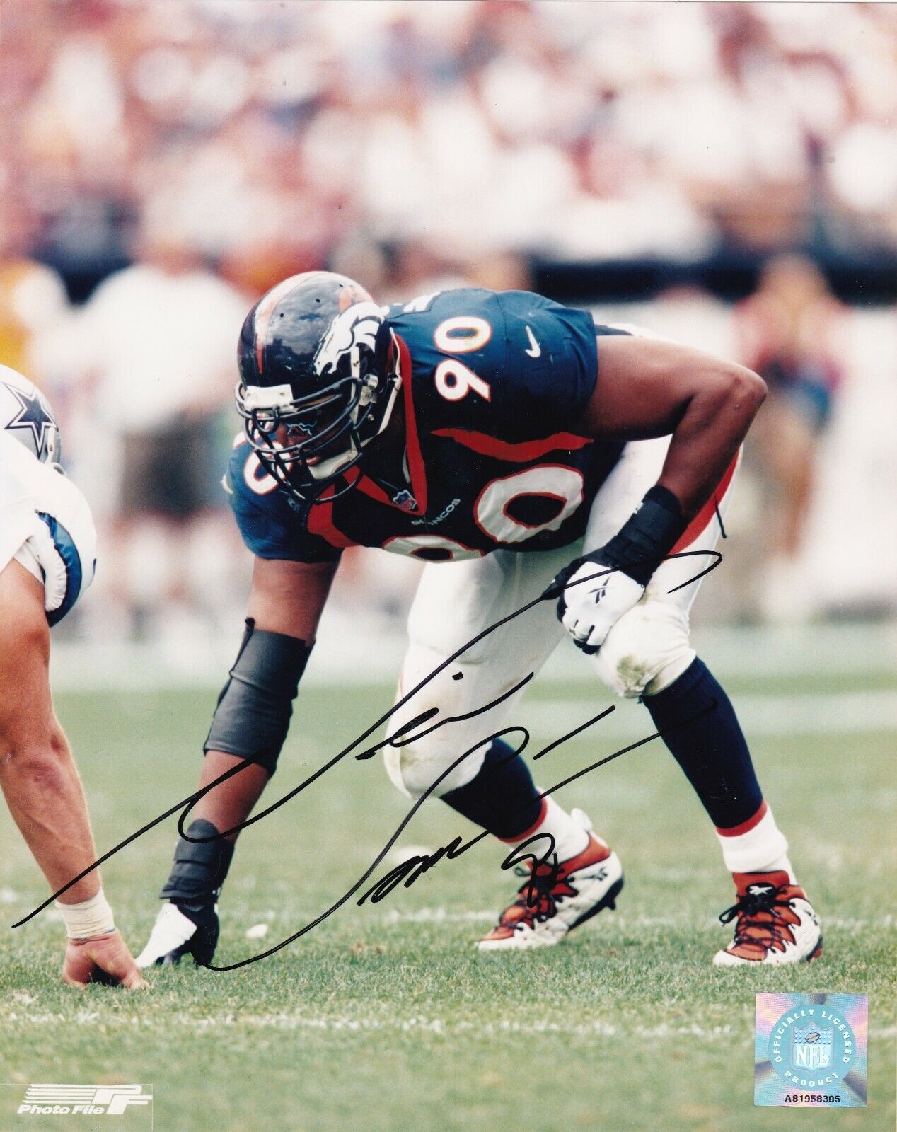 NEIL SMITH DENVER BRONCOS ACTION SIGNED 8x10