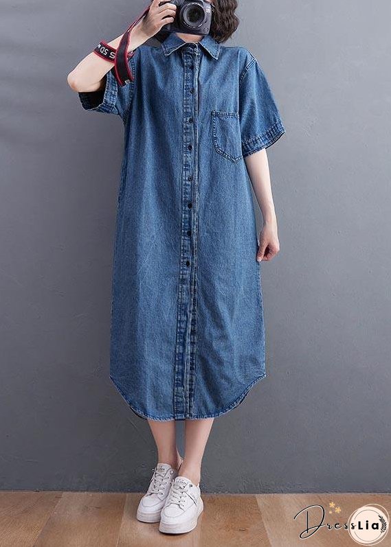 Short Sleeve Denim Shirt Skirt For Women Summer