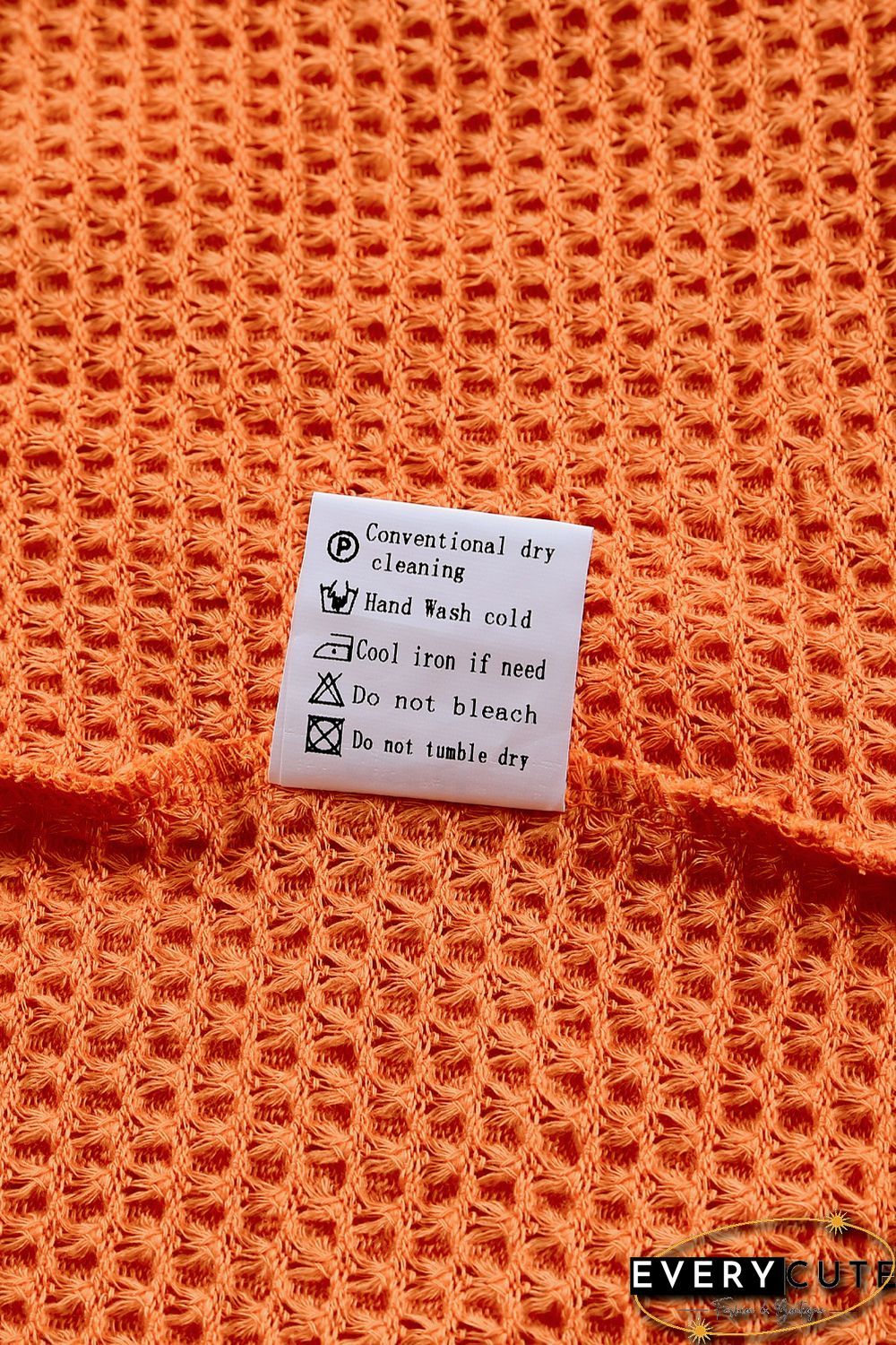 Orange Leopard Colorblock Waffle Knit Top