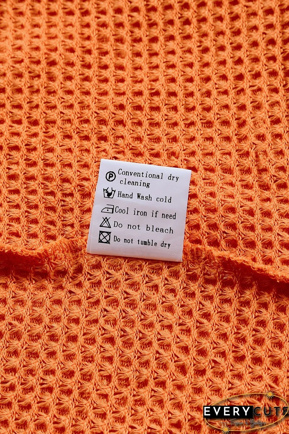 Orange Leopard Colorblock Waffle Knit Top