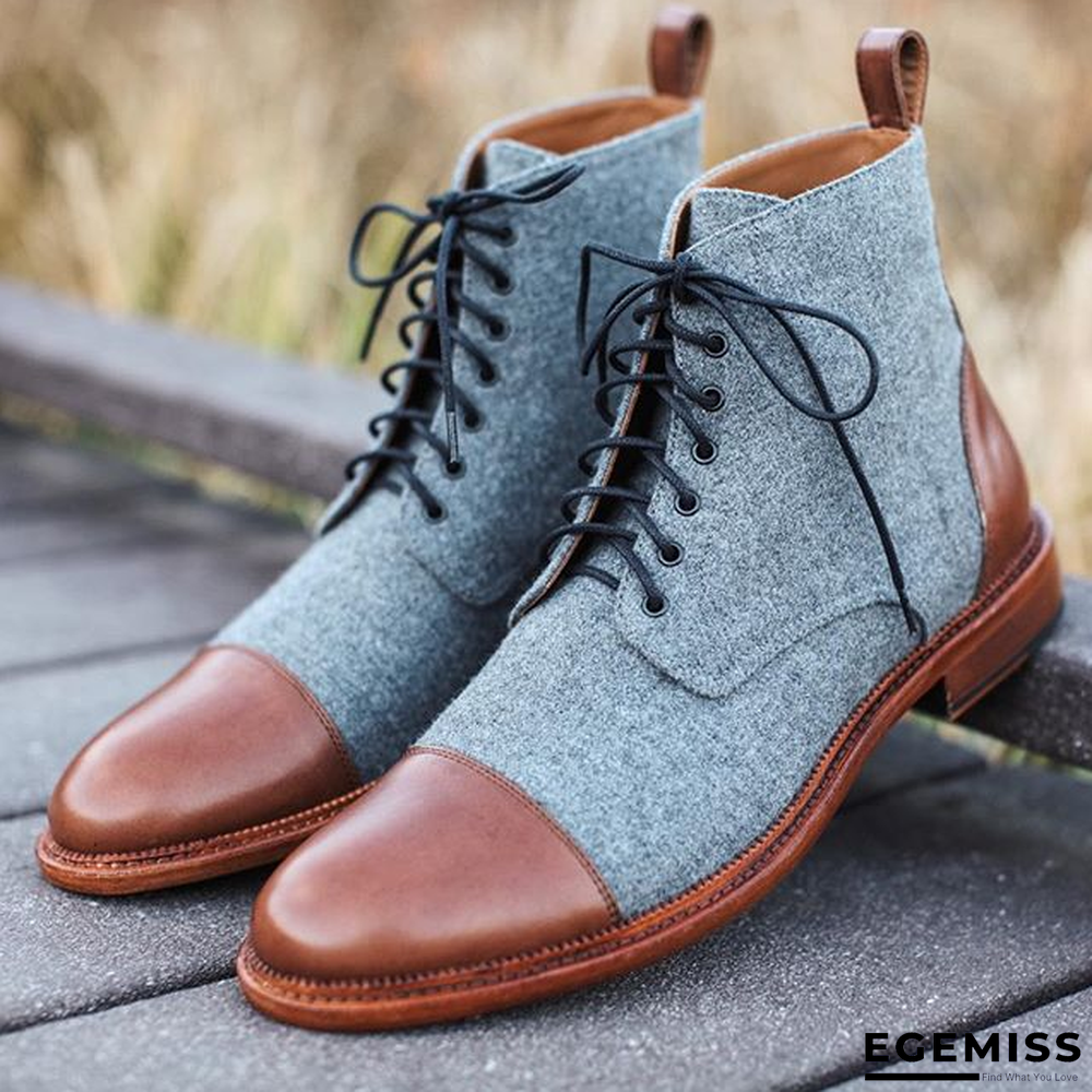Handmade Color Stitching Suede Ankle Boots | EGEMISS