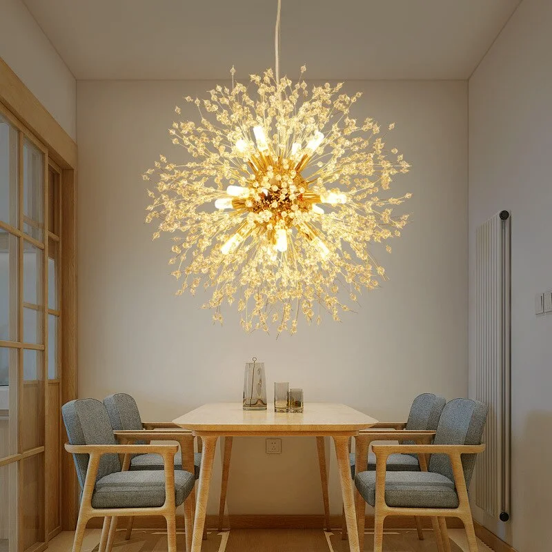Postmodern LED chandelier Crystal Iron living room suspension luminaires fixtures snowflake bedroom suspended lamp