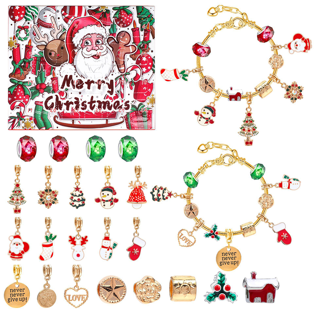 Christmas Countdown Bracelet Blind Box 24 Grids for Little Girls Adults Beginner