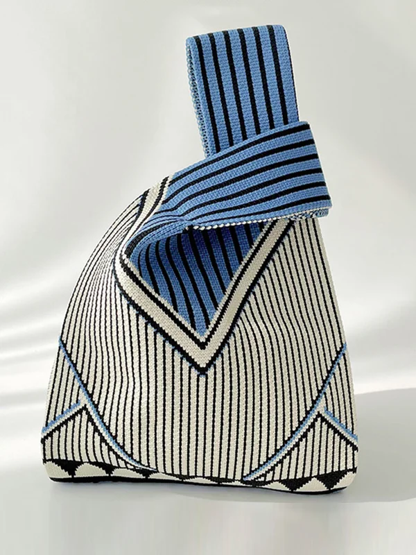 Split-Joint Striped Woven Handbags Bags