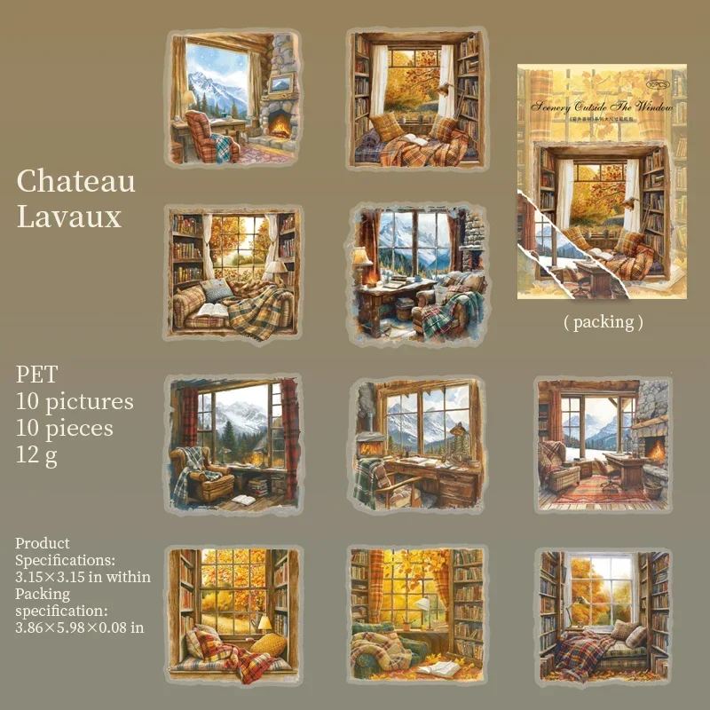 PET Sticker - The Bright View Outside Window Series Vintage Landscaping Material Collage 
