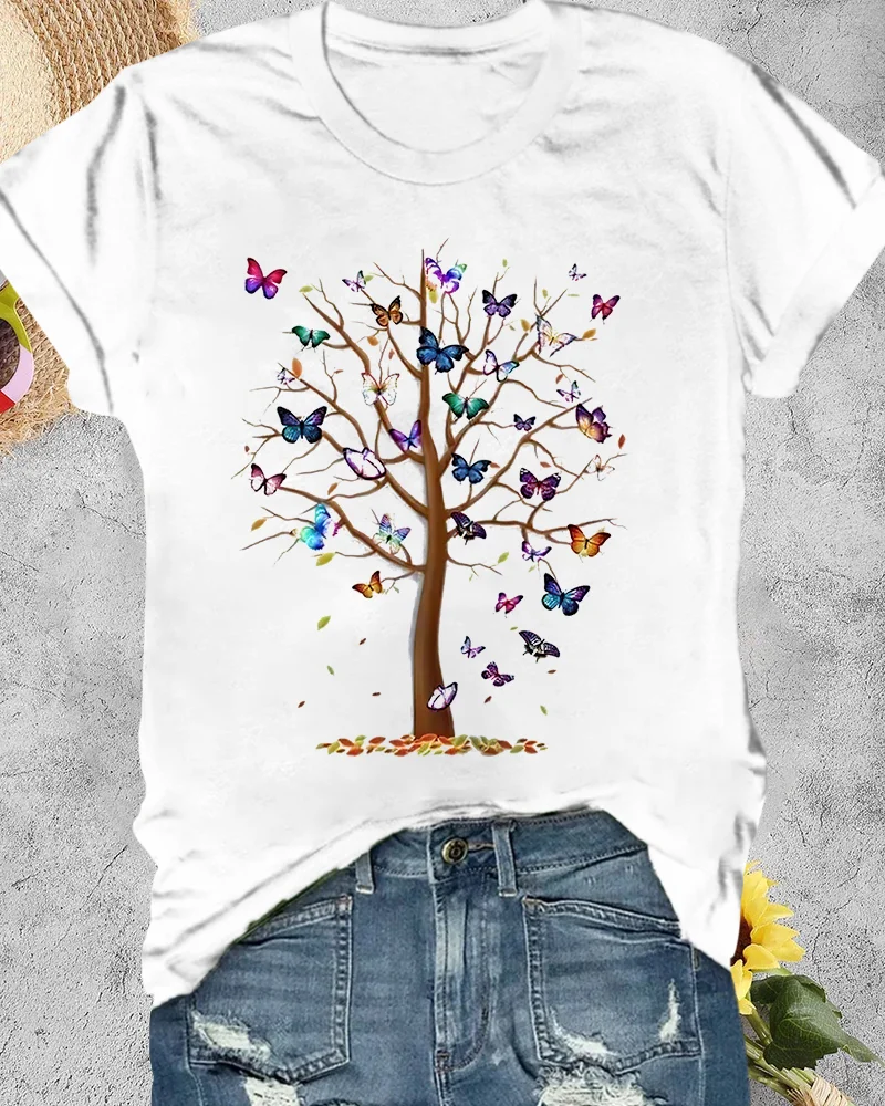 Butterfly Tree Print Women's T-shirt