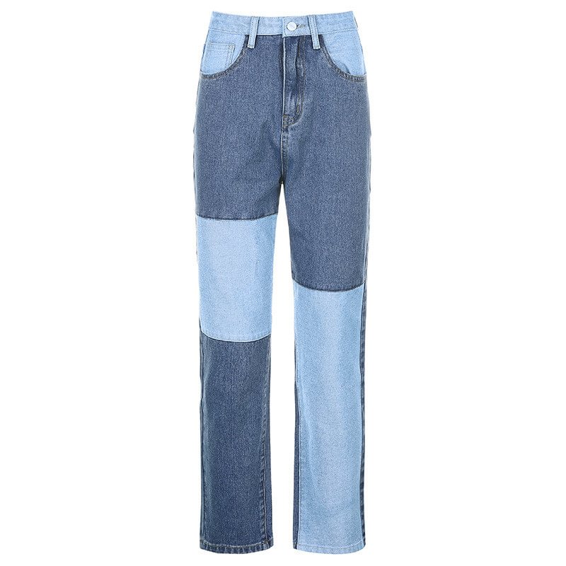   Color block high-rise straight-leg jeans - Neojana