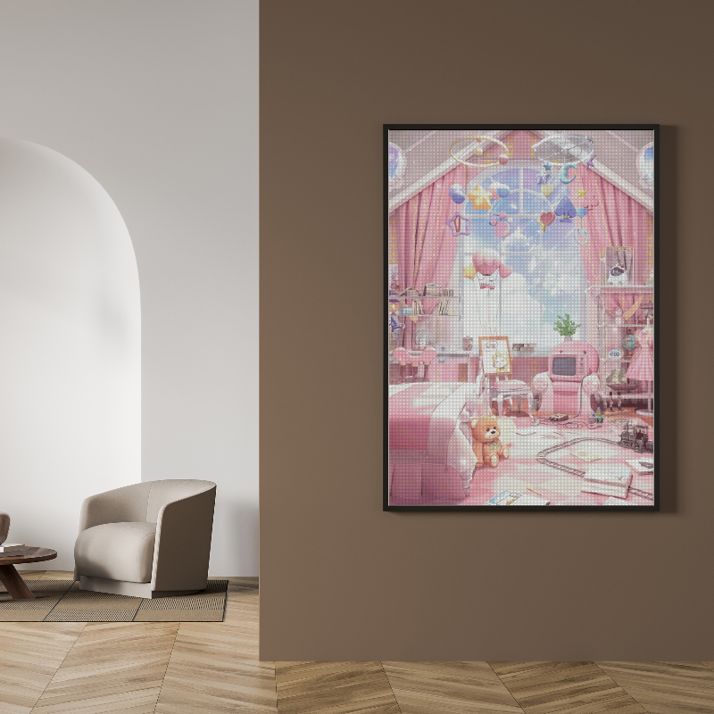 【ZZ0570-Pink Cartoon Bedroom】 Painting Fairy Cross Stitch