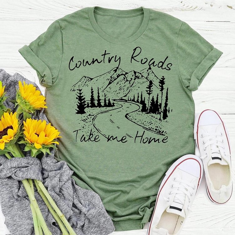 ANB - country roads take me home village life Retro Tee -04152