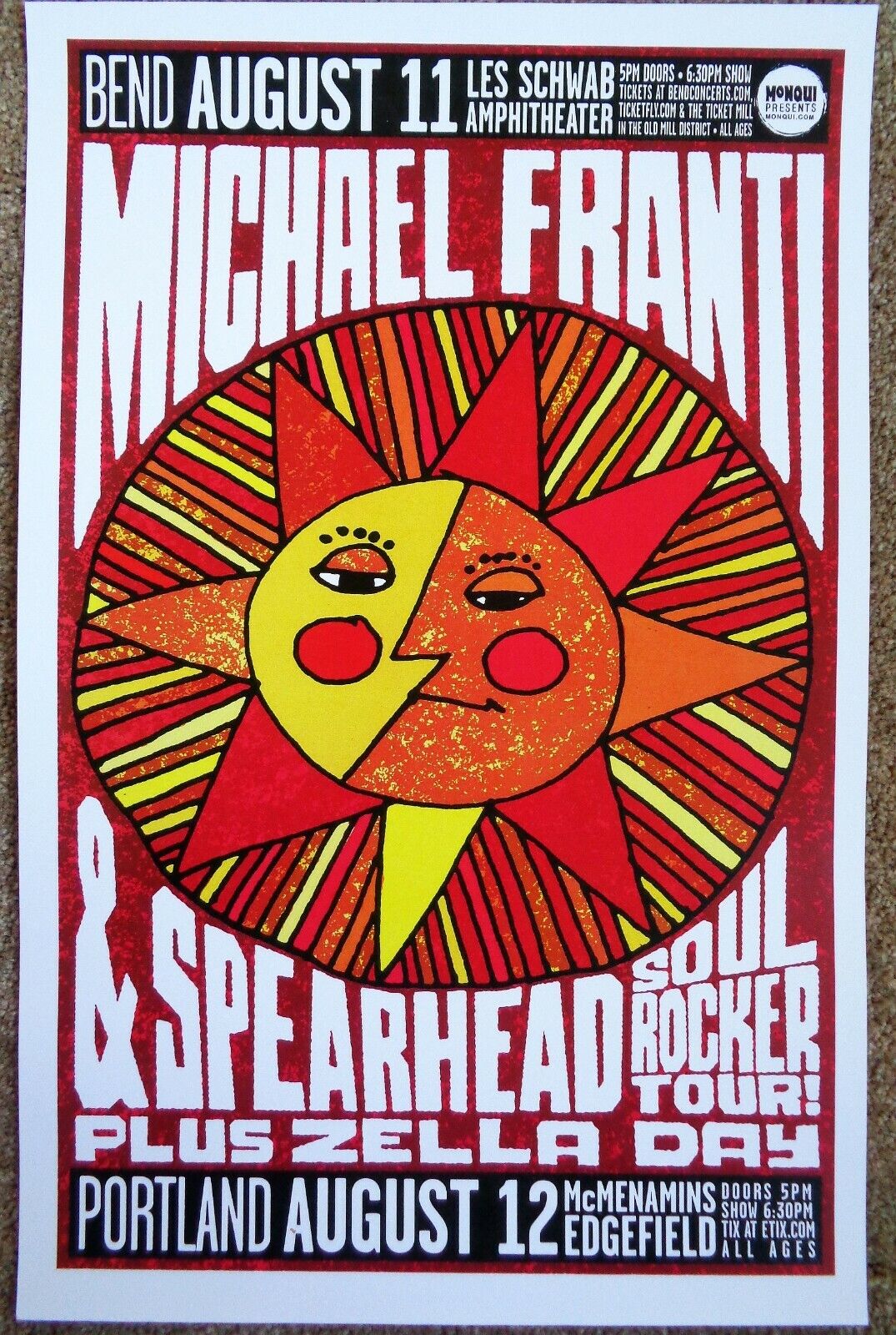 MICHAEL FRANTI SPEARHEAD 2016 Gig POSTER Bend Edgefield Portland Oregon Concert