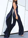 Solid Color Lace-Up Wide Leg Jumpsuits