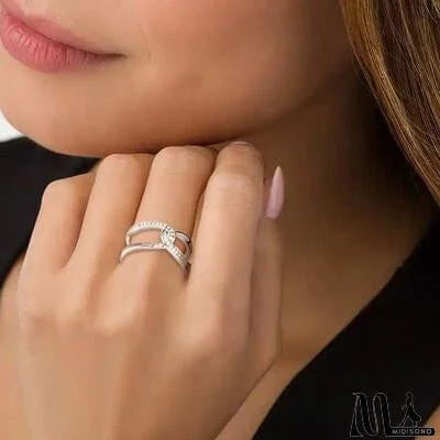 MidiSono - Twisted Inlaid Zircon Double-layered Ring