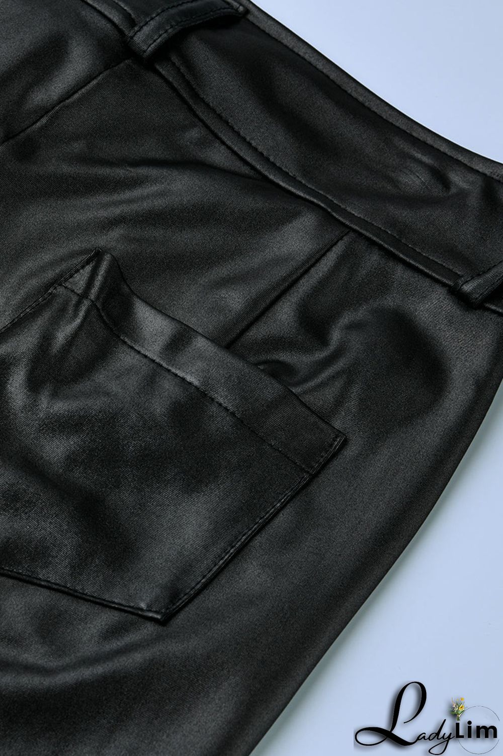 Black Fashion Casual Solid With Belt Skinny High Waist Pencil Trousers