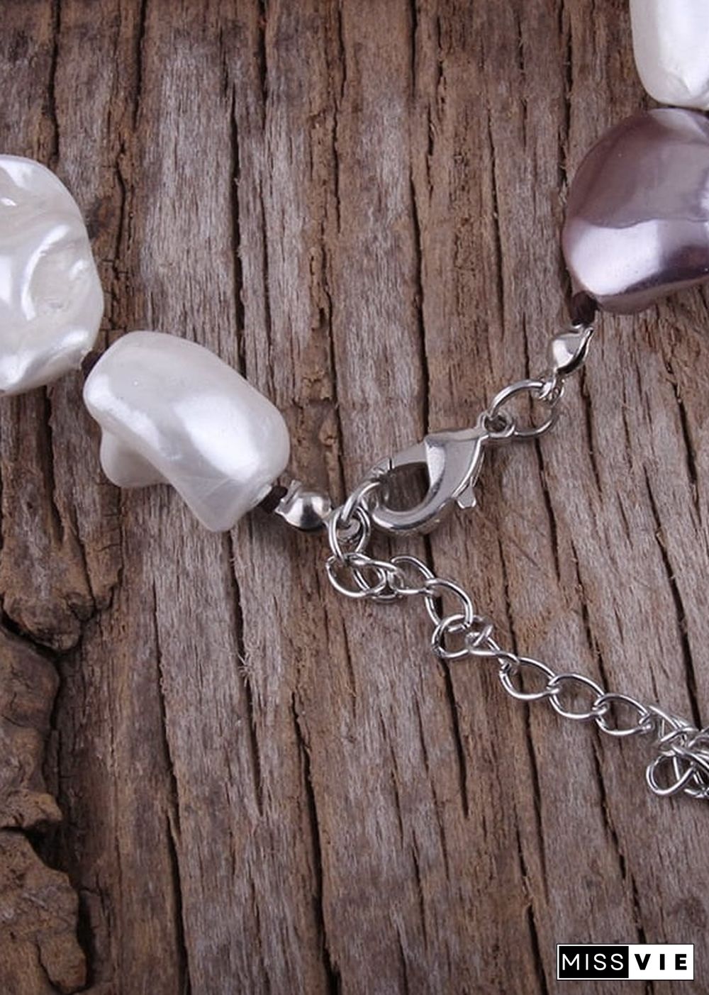 Boho Necklace, RH Big Pearl Shell White Pink Necklaces