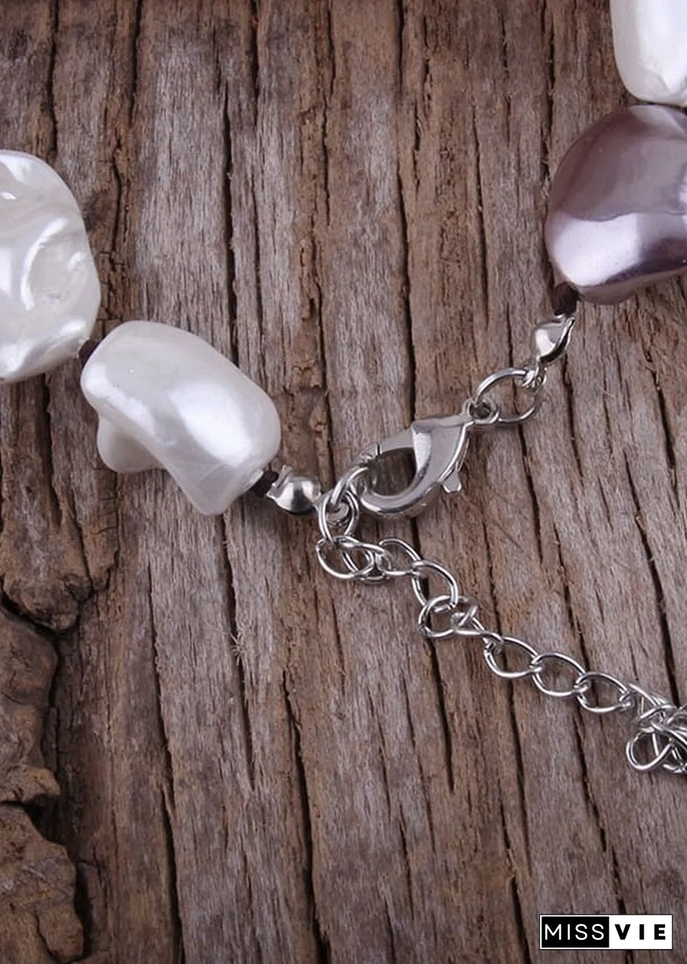 Boho Necklace, RH Big Pearl Shell White Pink Necklaces