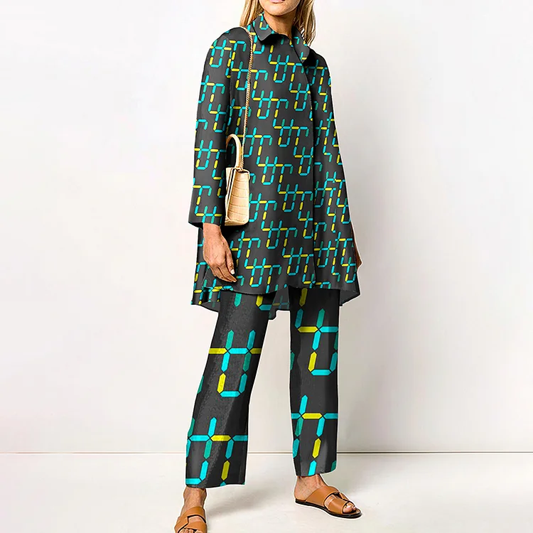 Fashion Geometric Print Two Piece Set