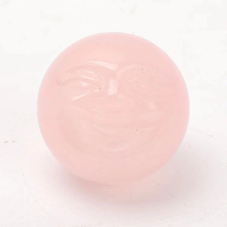Rose Quartz Strawberry Carving Smile Face