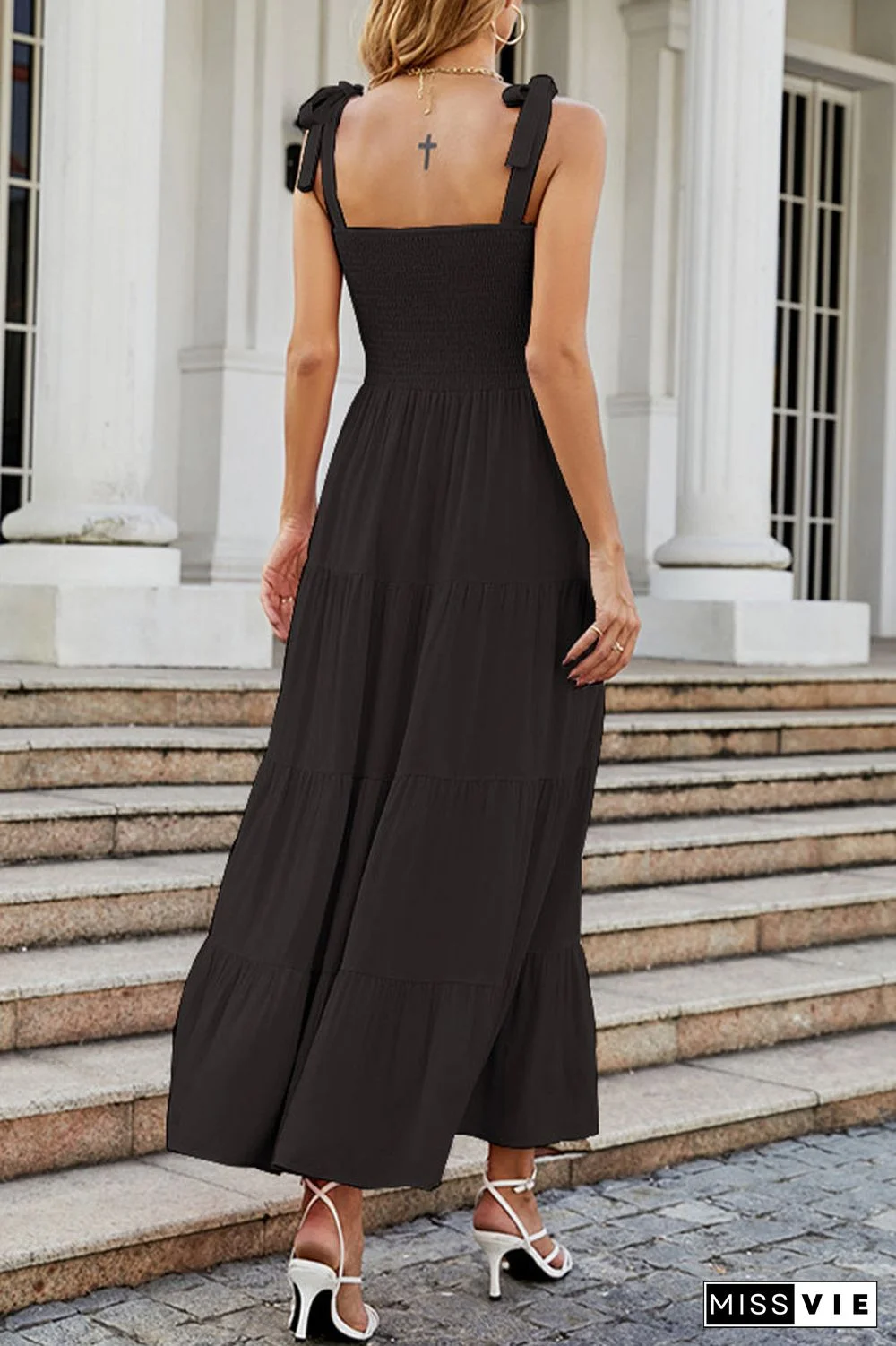 Fashion Street Dot Patchwork Spaghetti Strap Printed Dresses