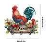 Diamond Painting Wooden Farm Rooster Hooks Rail for Home Decor
