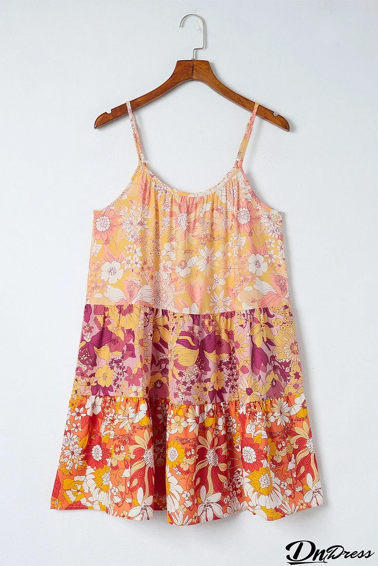 Floral Spaghetti Strap Tiered Dress