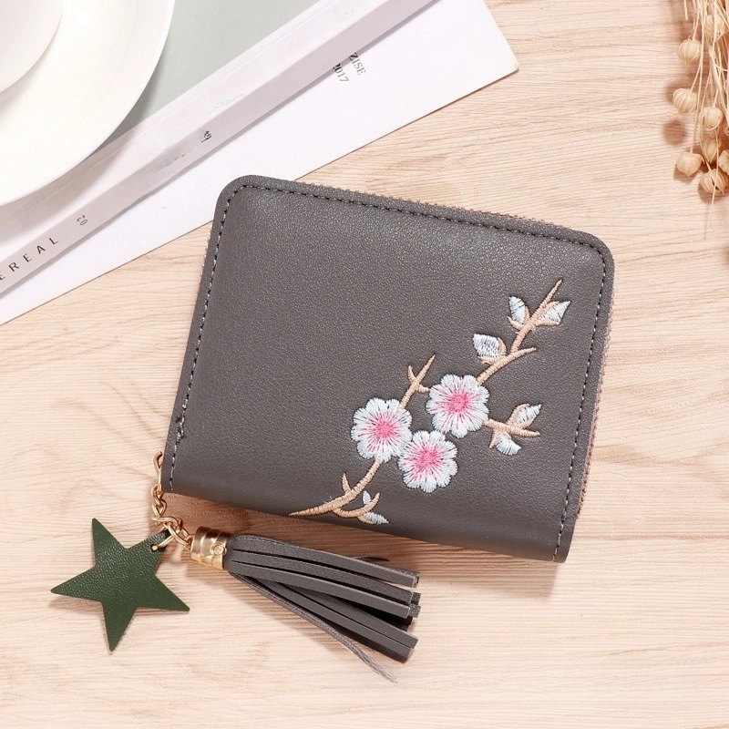 Women’s Solid Color Pu Leather Hook Loop Wallets