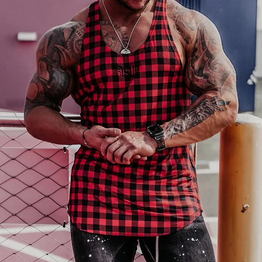 Plaid Texture Fitness Vest