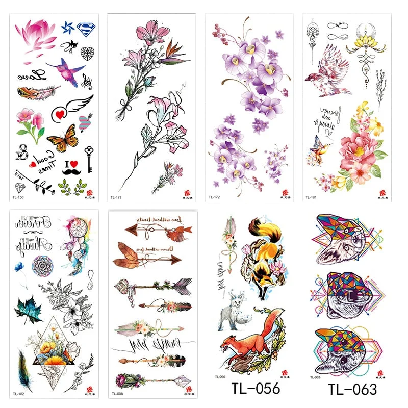 Flower animal totem romantic beautiful bird fragrance waterproof lasting men and women personality temporary tattoo stickers