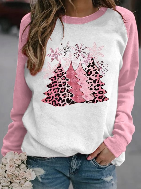 Women's Christmas Tree Snowflake Print Sweatshirt